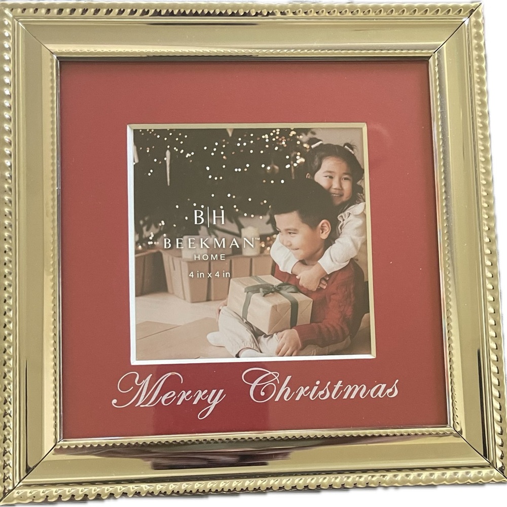Beekman 4X4 Holiday Christmas Gold Picture Frame NWOT
